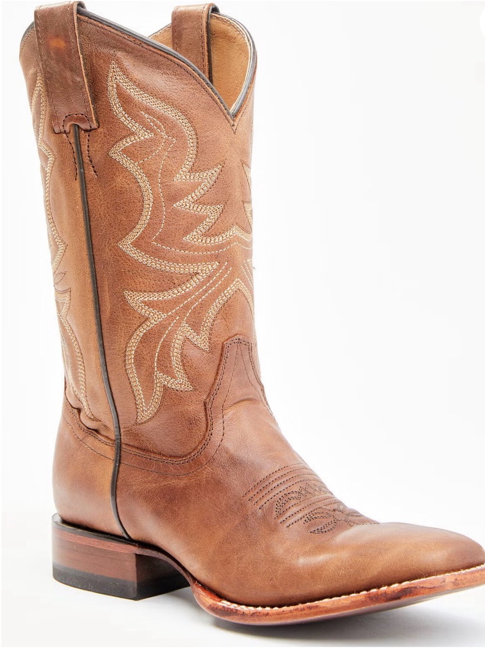 Shyanne Tan Western Embroidered Leather Ankle Booties